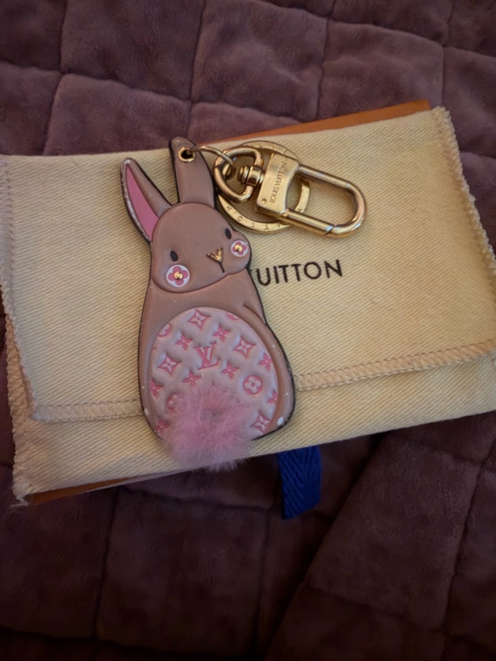 Louis Vuitton Brown Monogram Bunny Key Charm with Gold Hardware